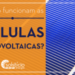 Foto com grande foco de uma célula fotovoltaica, de cor azul bem intenso.