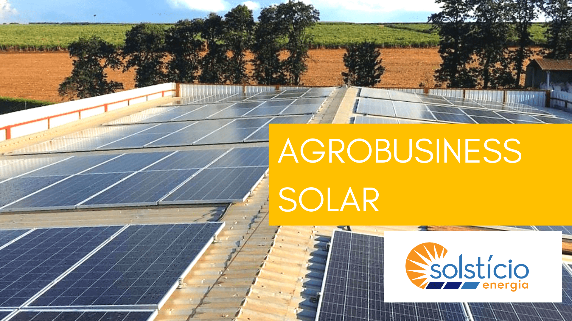 Capa da matéria: Energia Solar no Agronegócio, mostrando o sistema solar fotovoltaico finalizado.